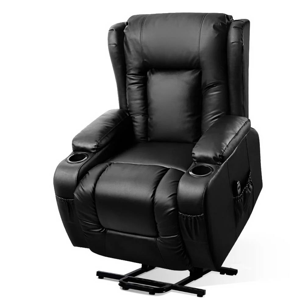 Brigid Electric Recliner Chair Lift Heated Massage Chair Lounge Leather - Black - Nurns