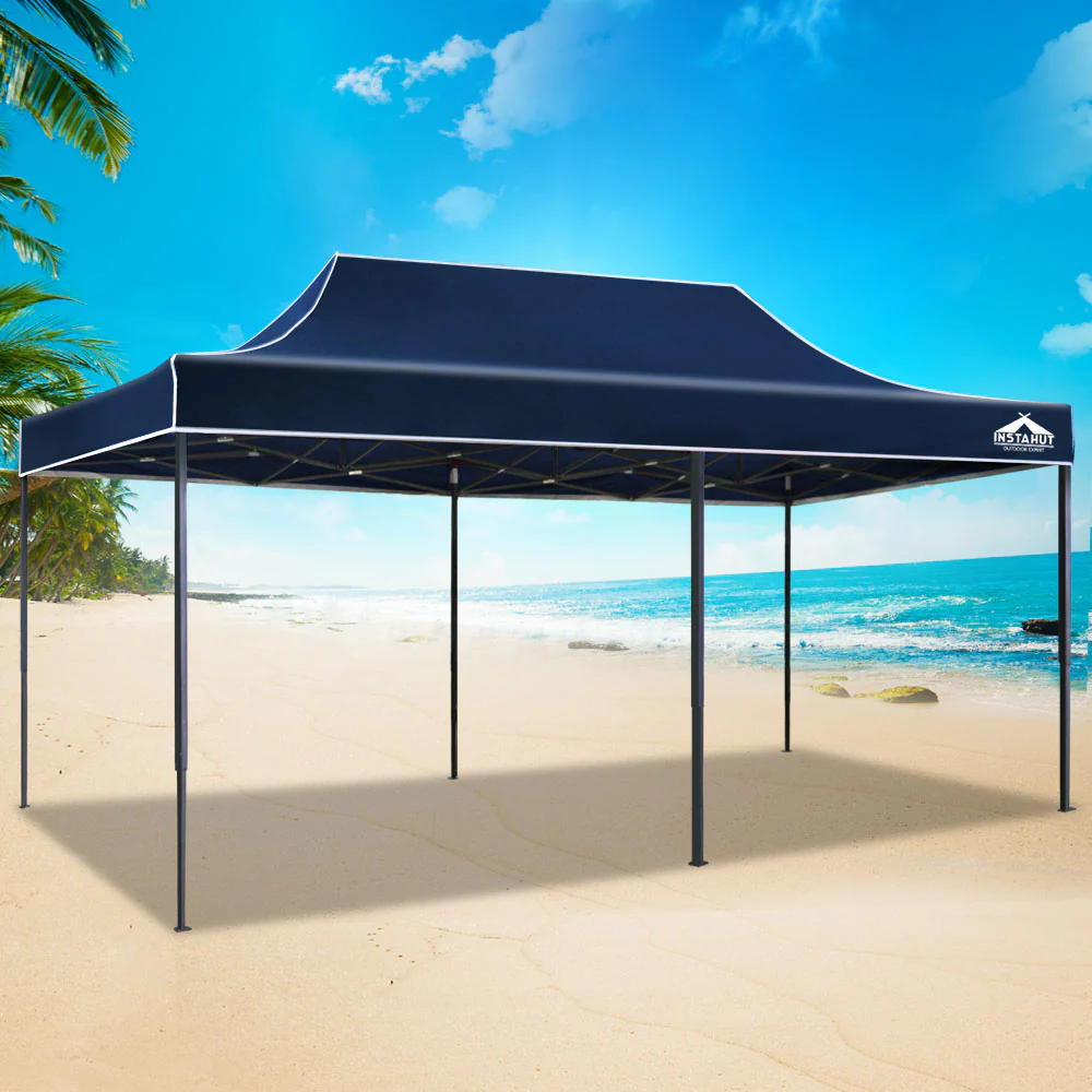 Instahut Gazebo Pop Up Marquee 3x6 Folding Tent Wedding 500D Oxford Camping Navy - Nurns