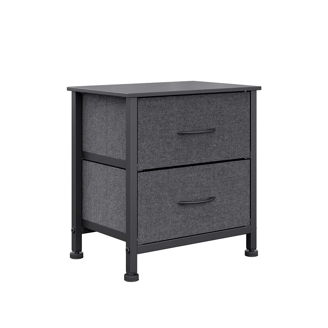 Moose Fabric Bedside Tables with 2 Drawers - Dark Grey - Nurns