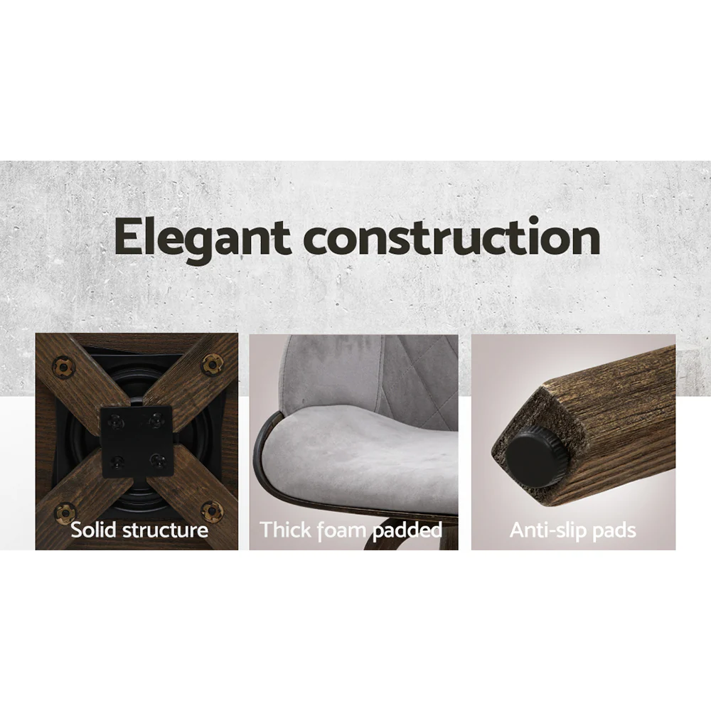 Set of 2 Lleida Velvet Bar Stool Swivel - Grey - Nurns