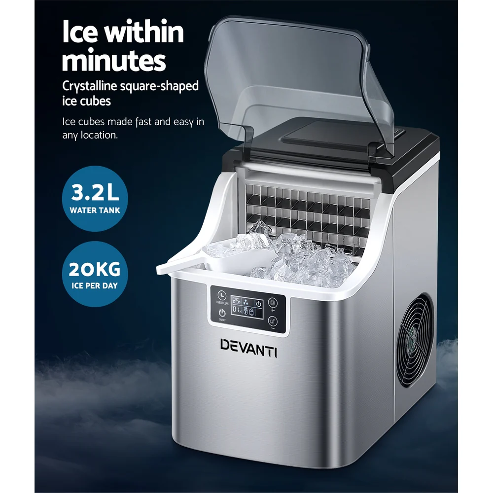 Devanti Ice Maker Machine Commercial Portable Ice Cube Tray Countertop 3.2L - Nurns