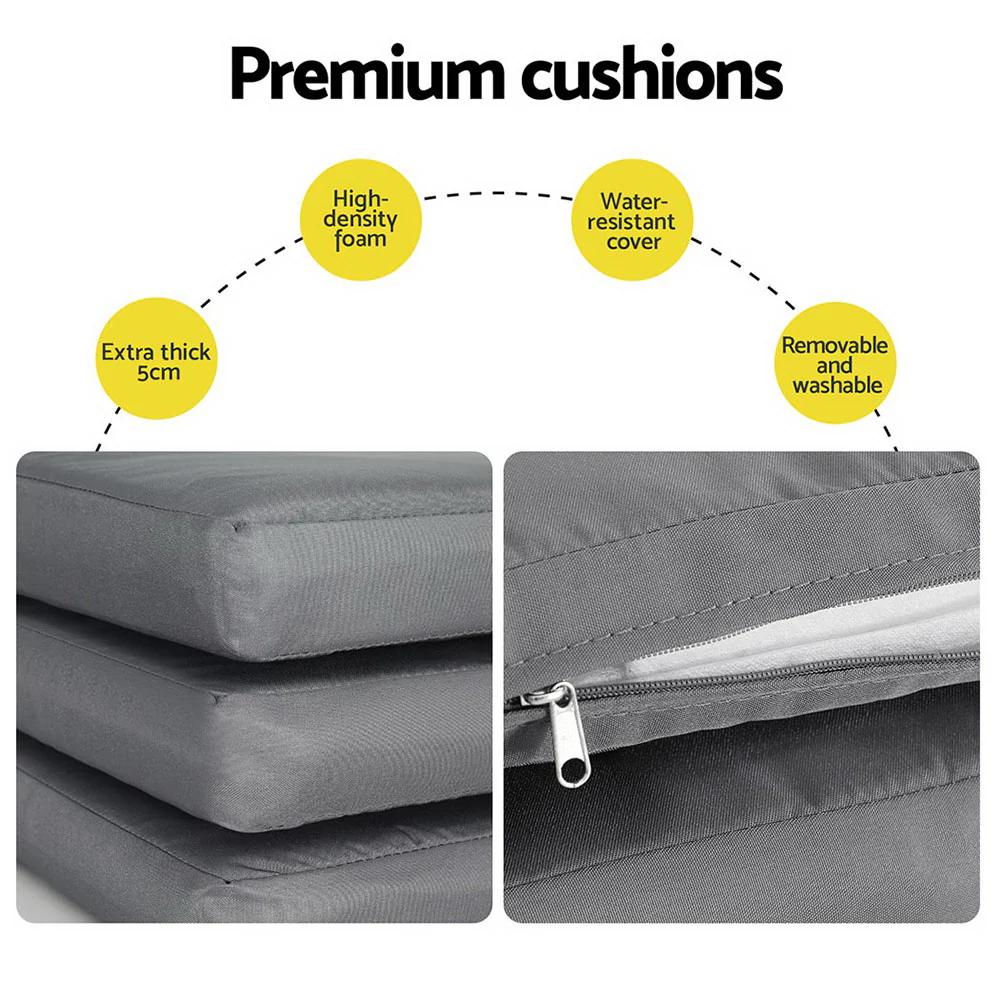 Tanner 4-Seater Aluminium Extension Table Chairs Lounge 5-Piece Outdoor Dining Set - Black - Nurns