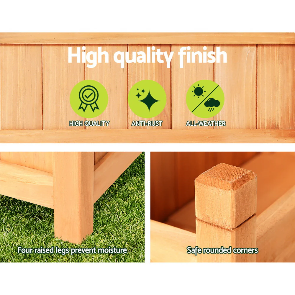 Garden Bed 90x30x33cm Wooden Planter Box Raised Container Growing - Nurns