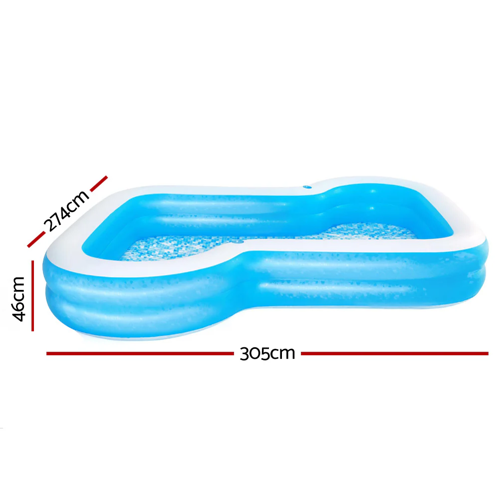 Bestway Kids Pool 305x274x46cm Inflatable Above Ground Swimming Pools 1207L - Nurns