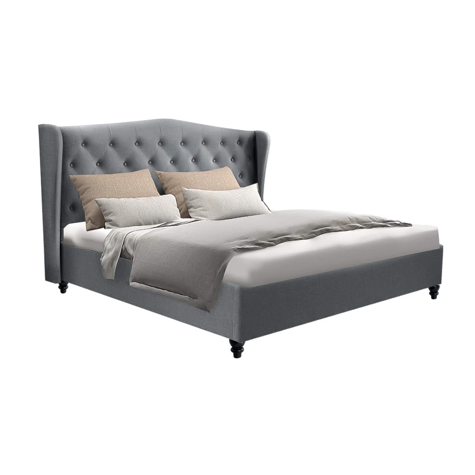 Diamond Bed & Mattress Package - Grey Double - Nurns