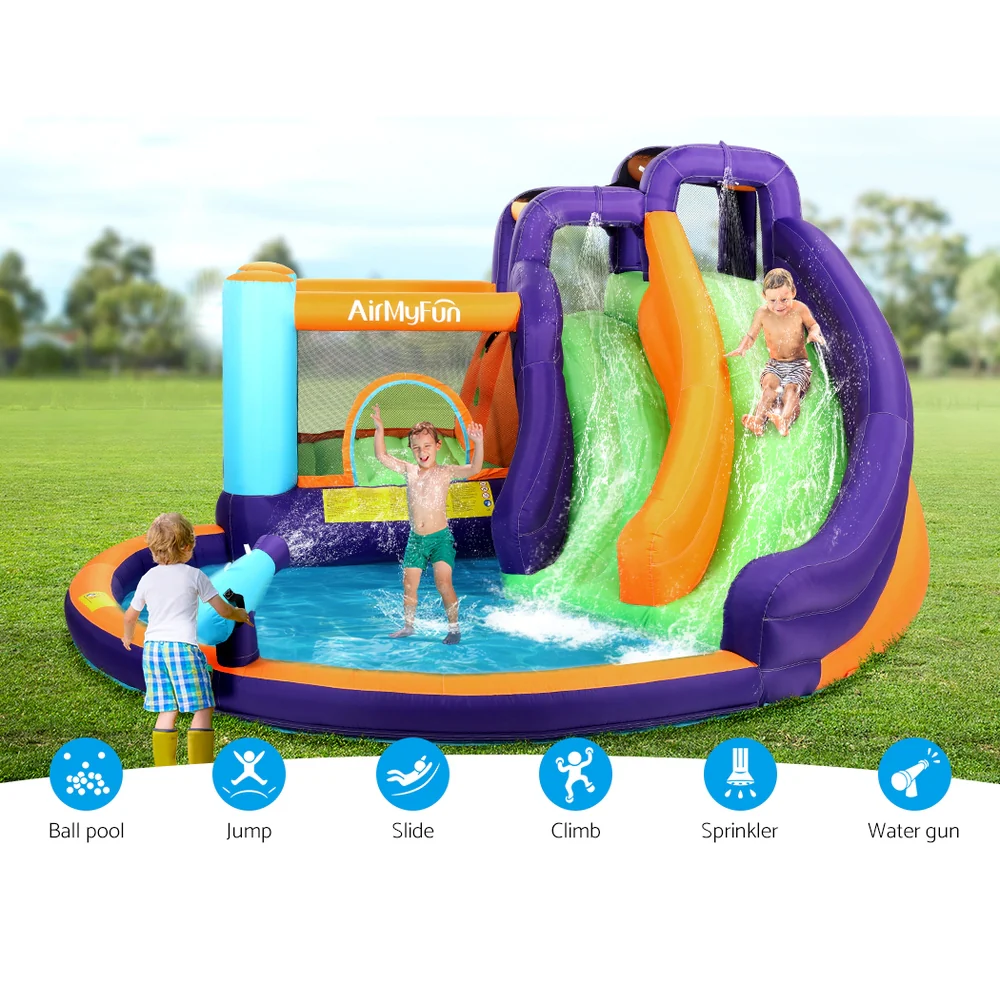 AirMyFun Inflatable Water Slide Kids Jumping Trampoline Castle Double Slide - Nurns