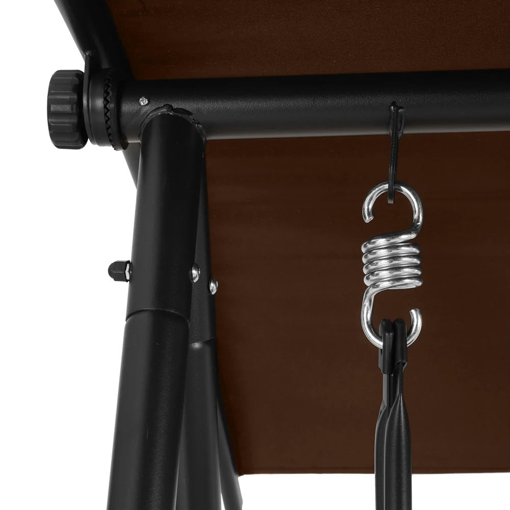 Evan Outdoor Swing Chair Garden Bench 2 Seater Canopy Patio - Brown - Nurns