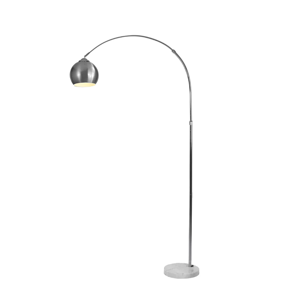 Modern Led Floor Lamp Stand Reading Light Height Adjustable Indoor Marble Base - Silver - Nurns