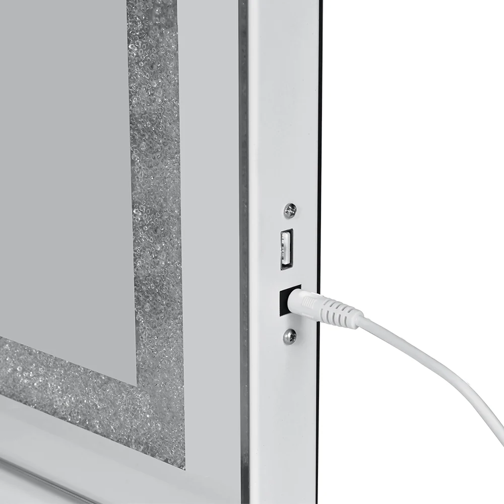 Bluetooth Makeup Mirror 80x58cm Crystal Hollywood with Light LED Vanity - Nurns