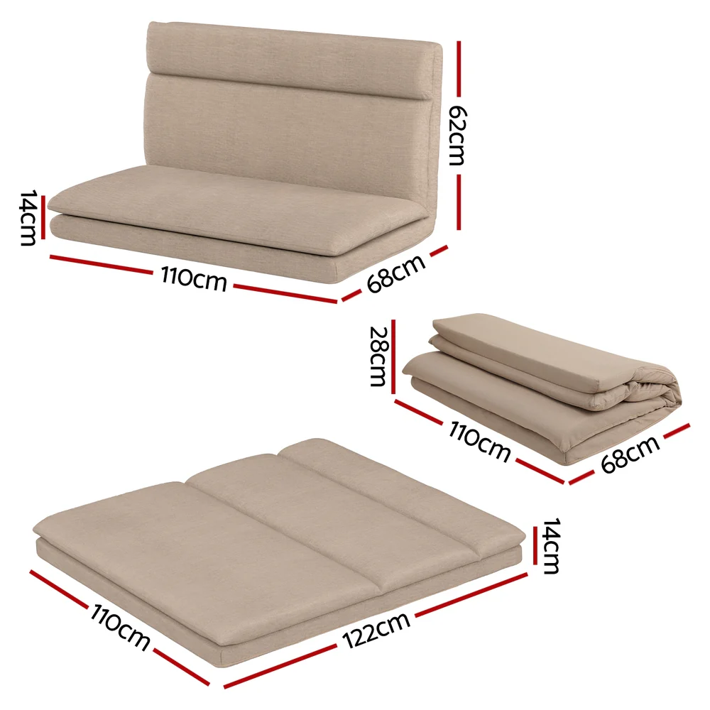 Mylene 2-Seater Floor Chair Sofa Linen - Beige - Nurns