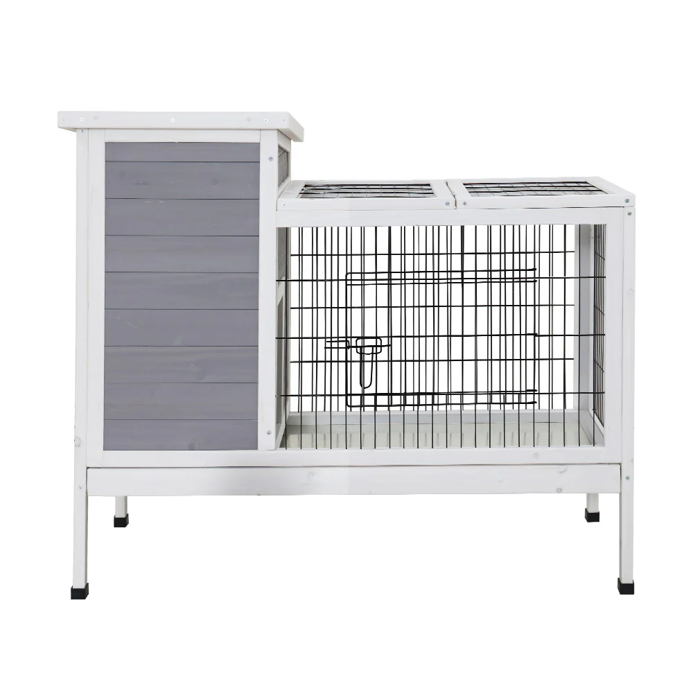 Rabbit Hutch Wooden Ferret Cage Habitat House Outdoor Large - Grey Large - Nurns