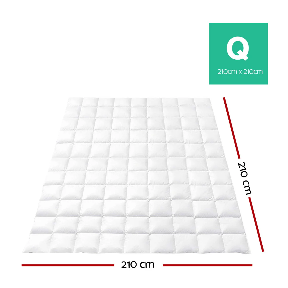 Queen Giselle Bedding 700GSM Duck Down Feather Quilt - Nurns