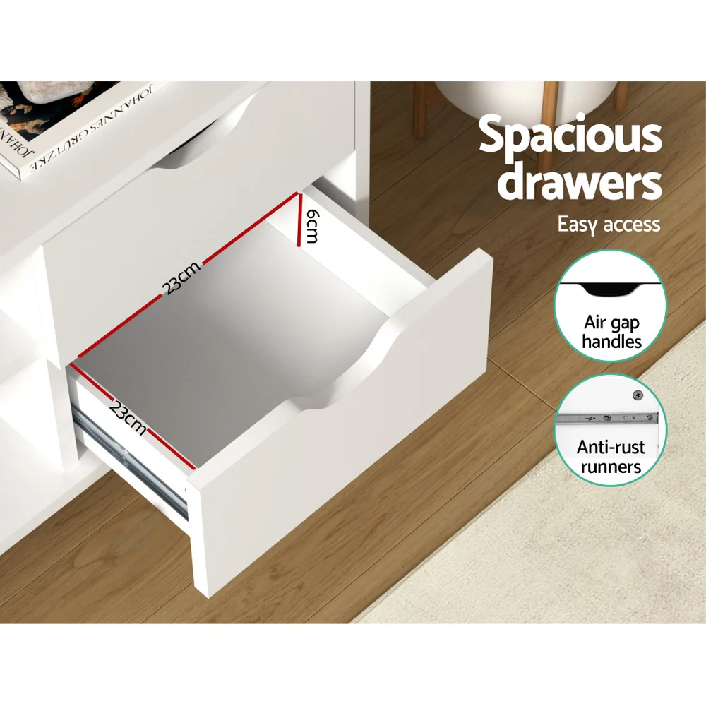 Quinby 120cm TV Cabinet Entertainment Unit Stand Wooden Scandinavian - White - Nurns