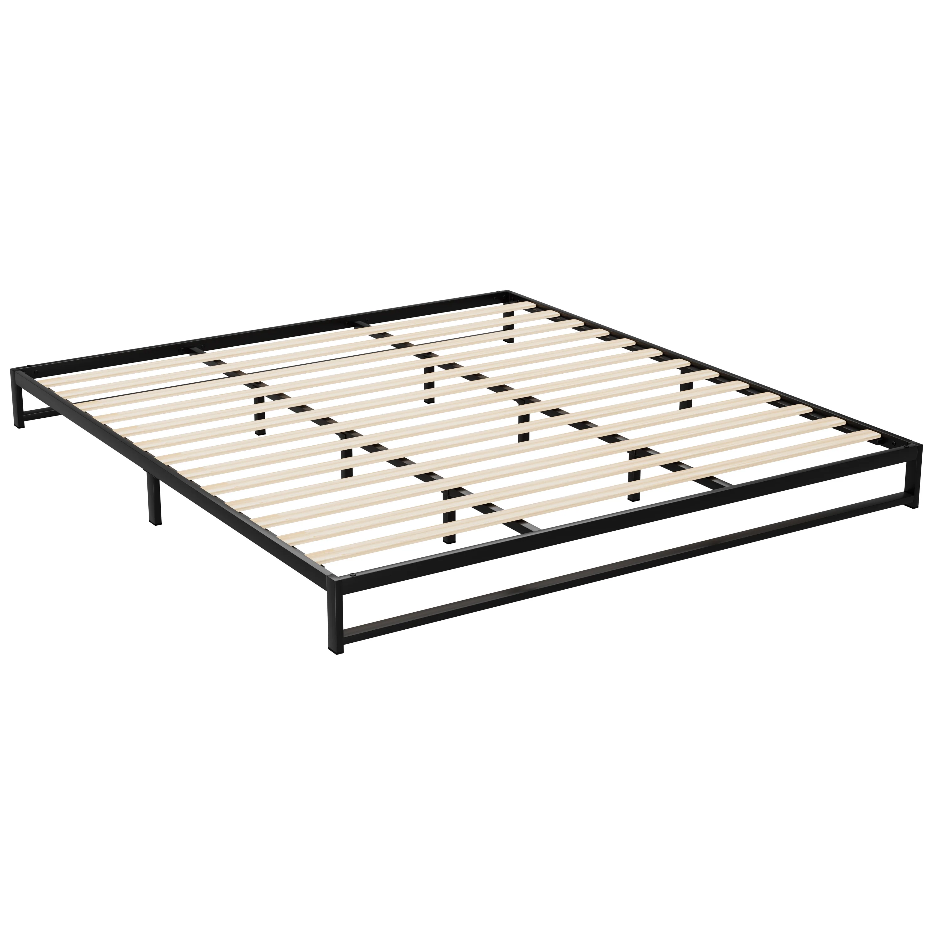 Willow Metal Bed Frame Bed Base Mattress Platform - Black King - Nurns