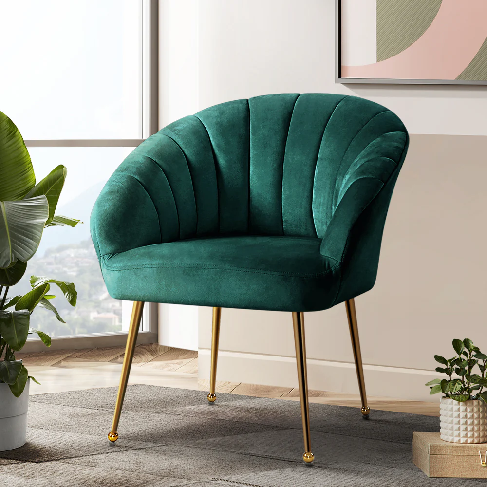 Michelle Accent Velvet Lounge Armchair - Green - Nurns
