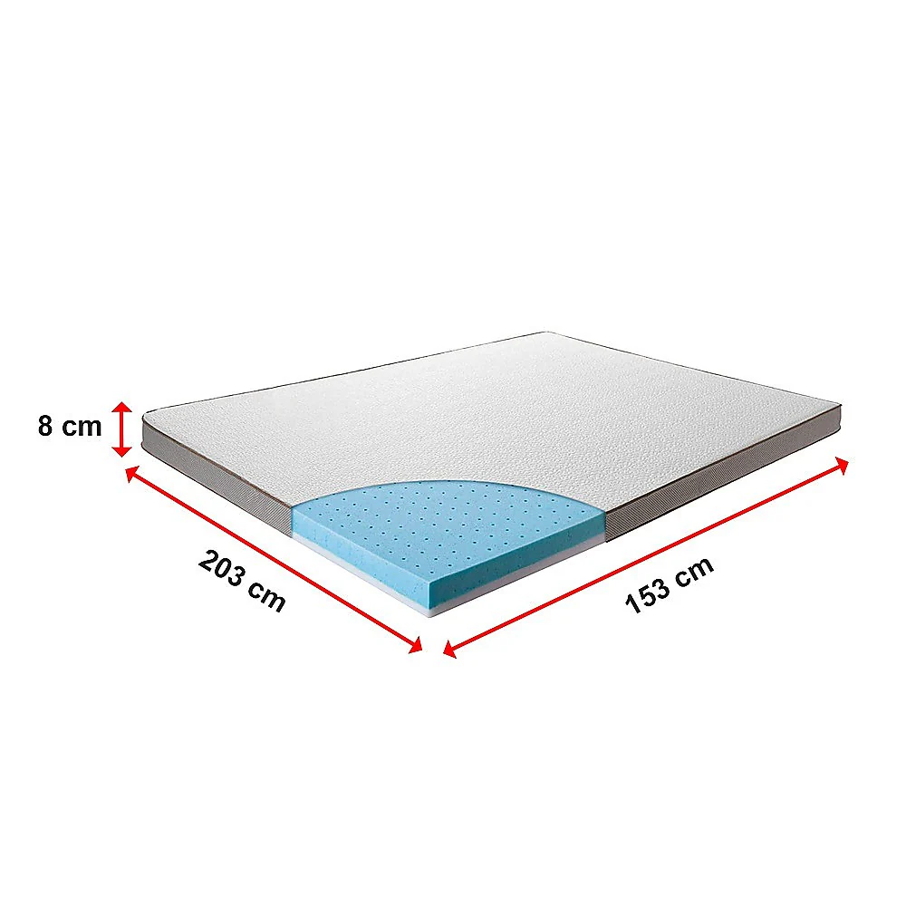 Queen Palermo Memory Foam Mattress Topper Cooling Gel Infused CertiPUR Approved - Nurns