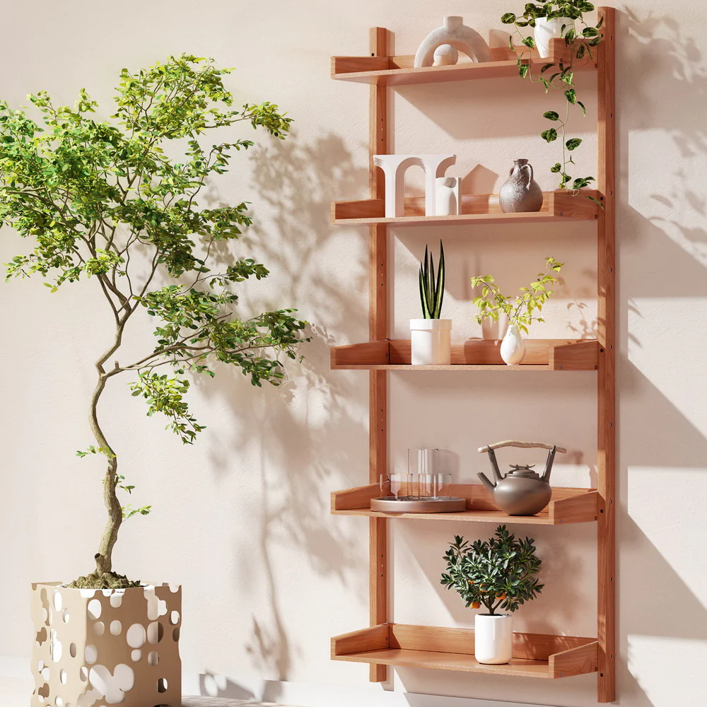 Artiss Bookshelf Floating Shelf Capiz Oak - Nurns