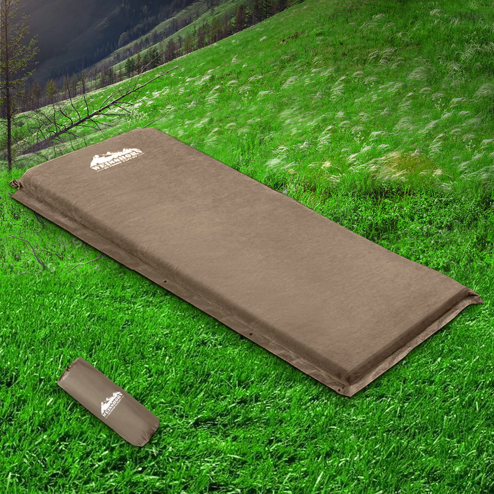 Self-Inflating Mattress Camping Sleeping Mat Air Bed Single Coffee - Nurns