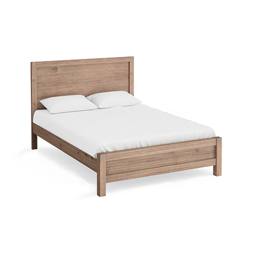 Allison Solid Wood Veneered Acacia Timber Slat Bed Frame - Oak King - Nurns