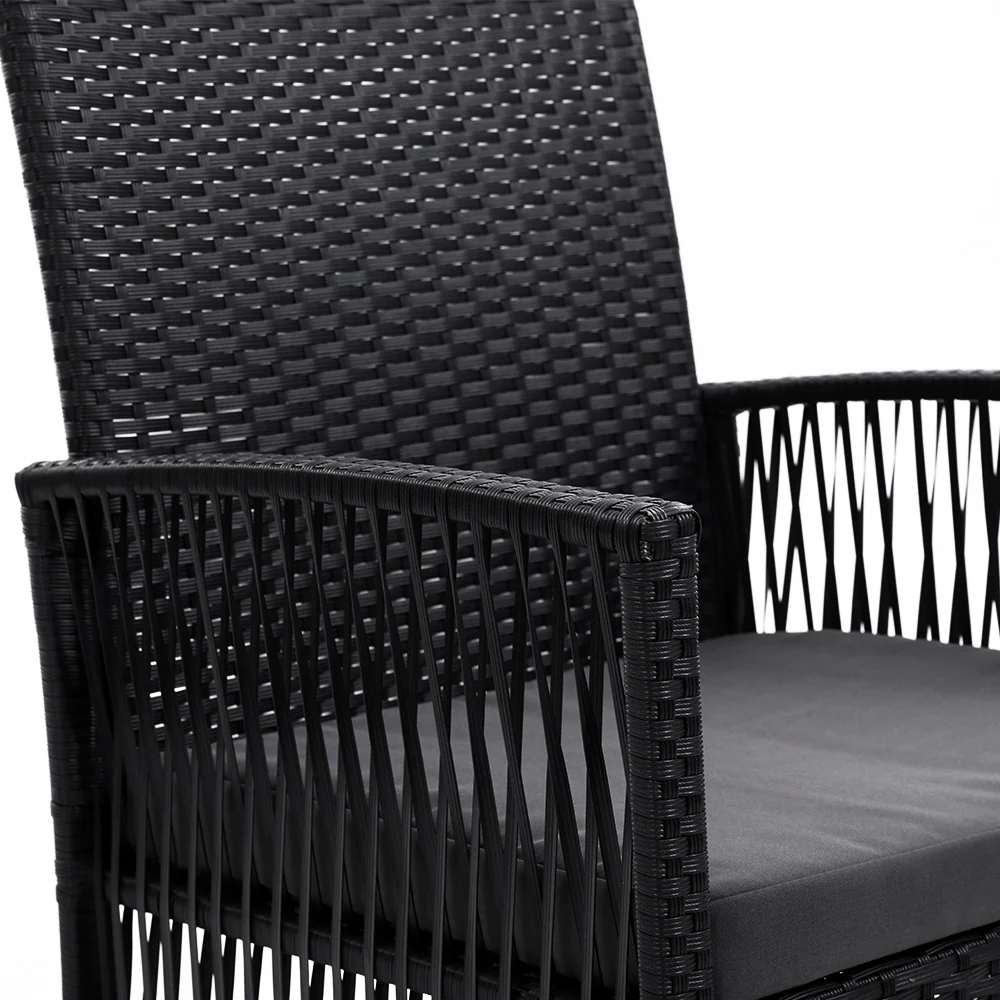 Mitchell Set of 2 Outdoor Dining Chairs Patio Furniture Wicker Lounge Chair Garden - Black - Nurns