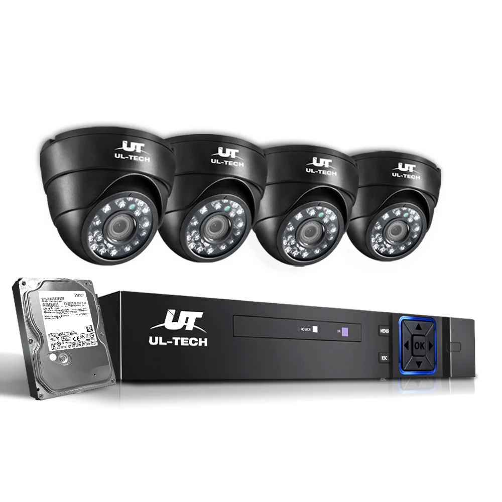 CCTV Security System 4CH DVR 4 Cameras 2TB Hard Drive - Nurns