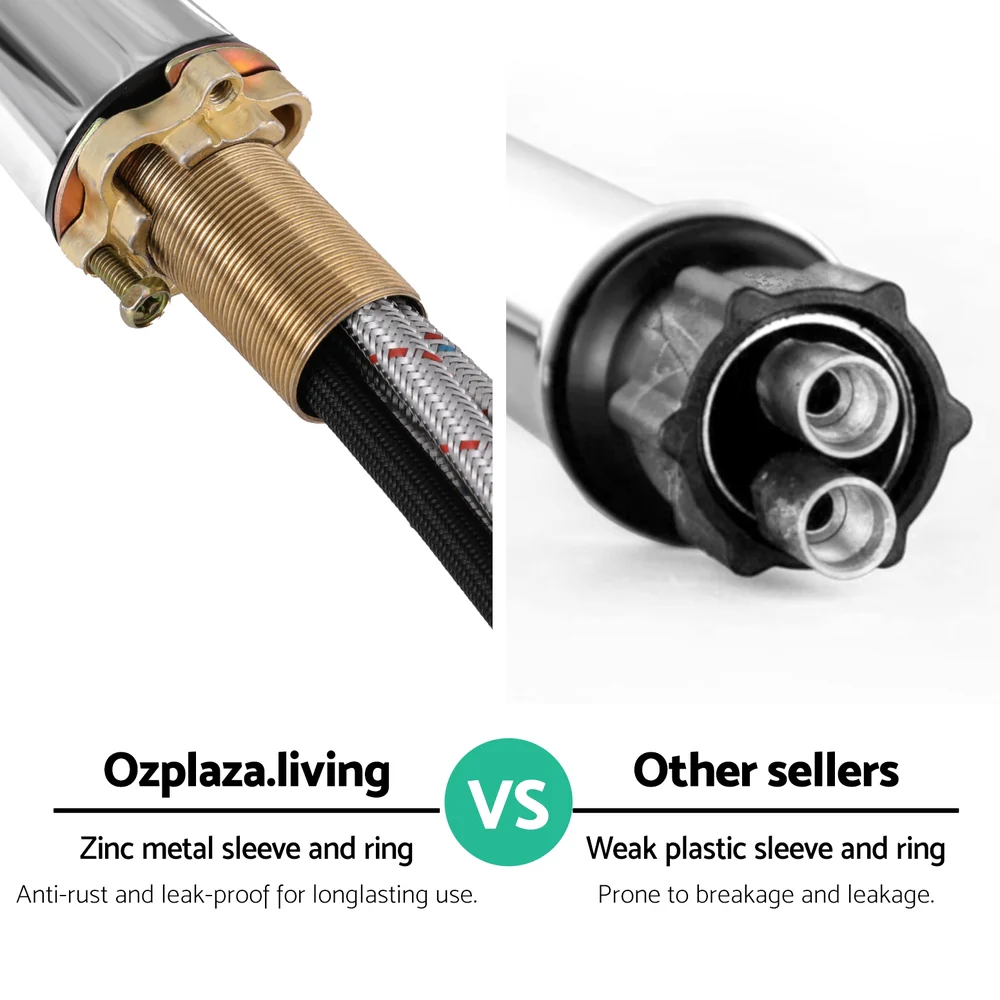 Kitchen Mixer Tap Pull Out Rectangle 2 Mode Sink Basin Faucet Swivel - Chrome - Nurns