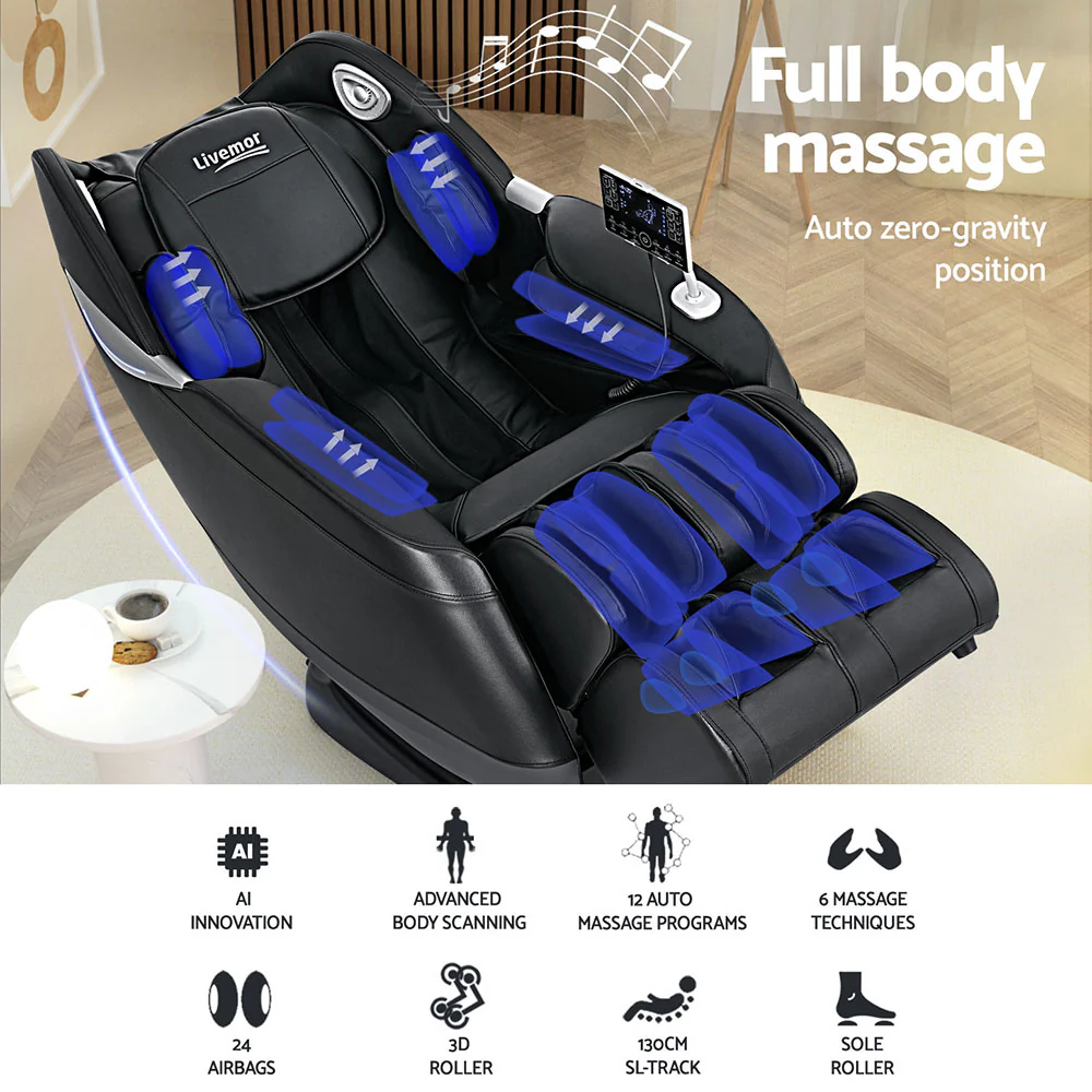 Eris Massage Chair Electric Recliner Home 3D Massager - Black - Nurns
