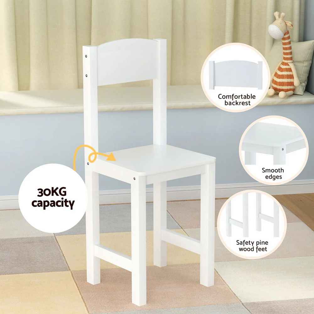Pebie 2-Piece Kids Table & Chairs Set Children Study Play Toys Desk with Cabinet Storage - White - Nurns