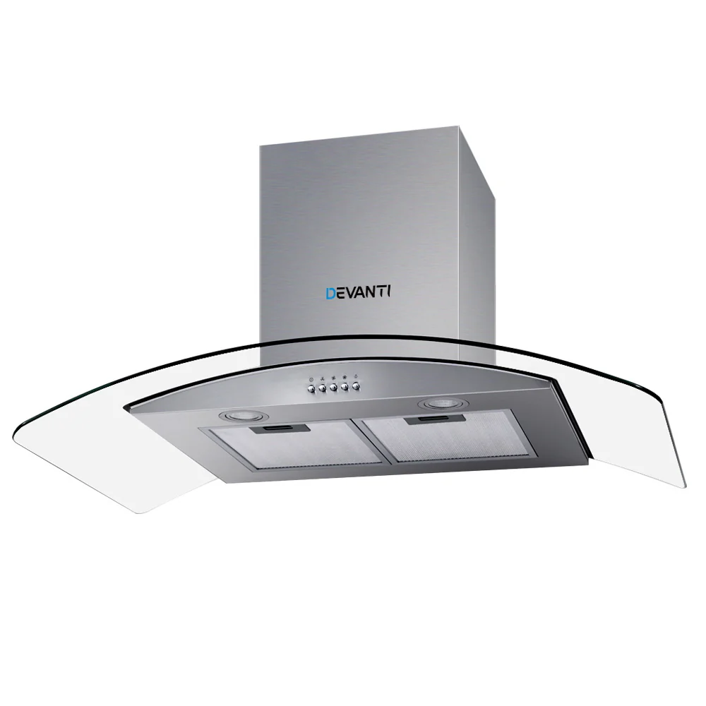 Devanti 900mm Range Hood 90cm Rangehood Glass Canopy - Nurns