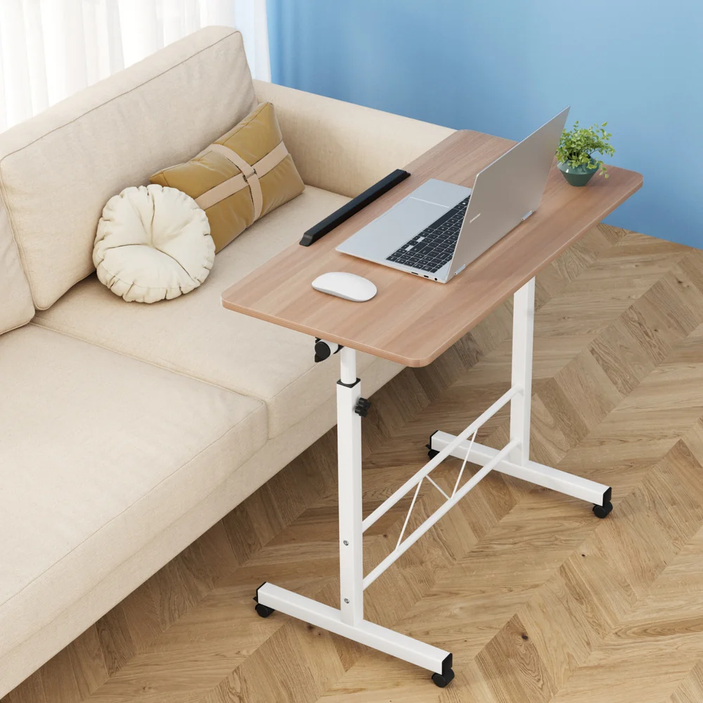 Artiss Laptop Desk Table Adjustable 80cm Light Wood - Nurns