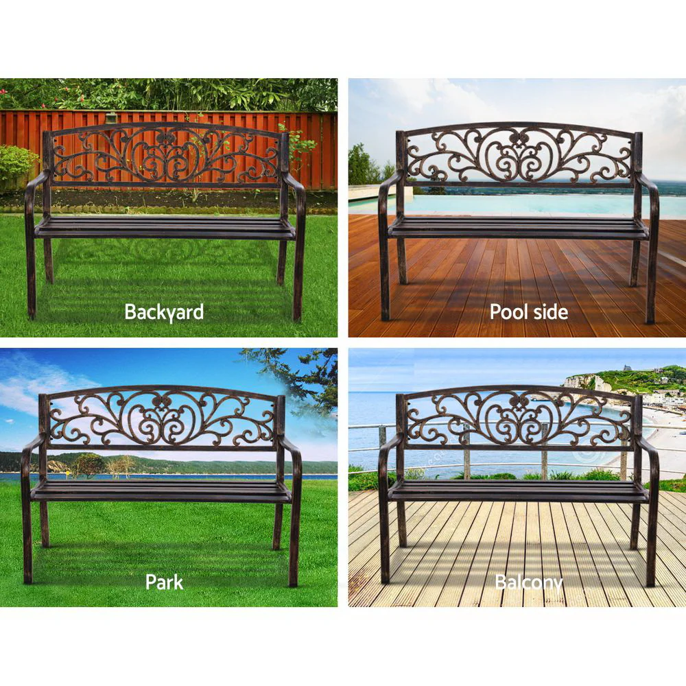 Calliope Cast Iron Garden Bench - Bronze - Nurns