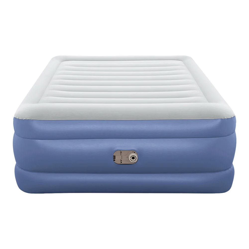 Factory Buys 61cm Air Mattress Inflatable Bed Airbed - Blue Queen - Nurns