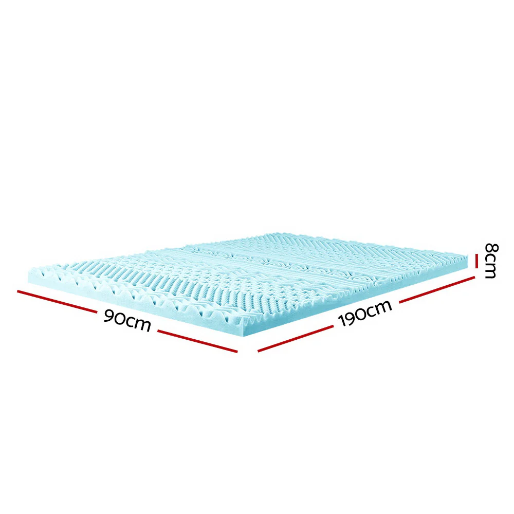 Single Giselle Bedding Memory Foam Mattress Topper 11-Zone 8cm - Nurns