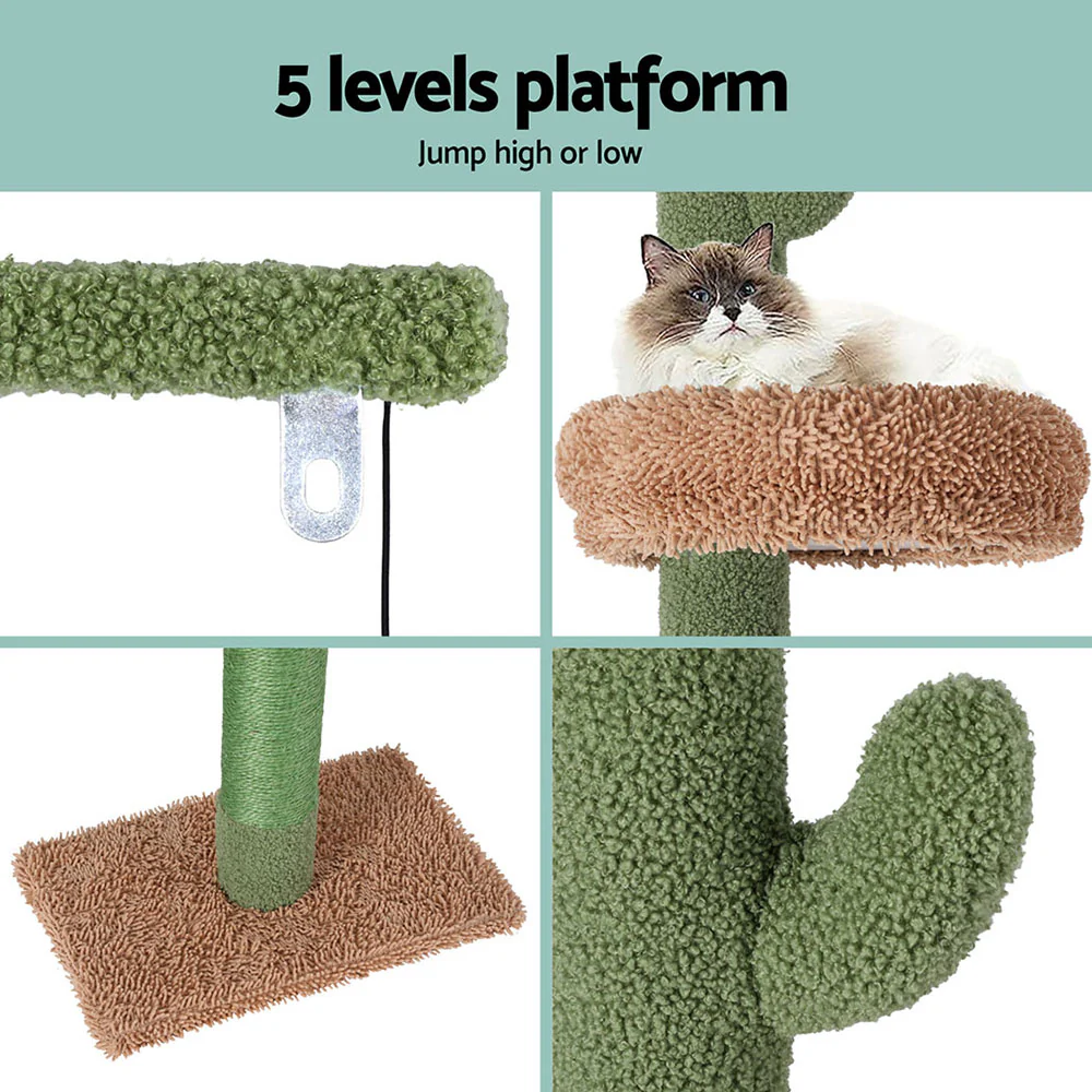 Cat Tree Tower Scratching Post Scratcher Floor to Ceiling Cats Bed 290cm - Nurns