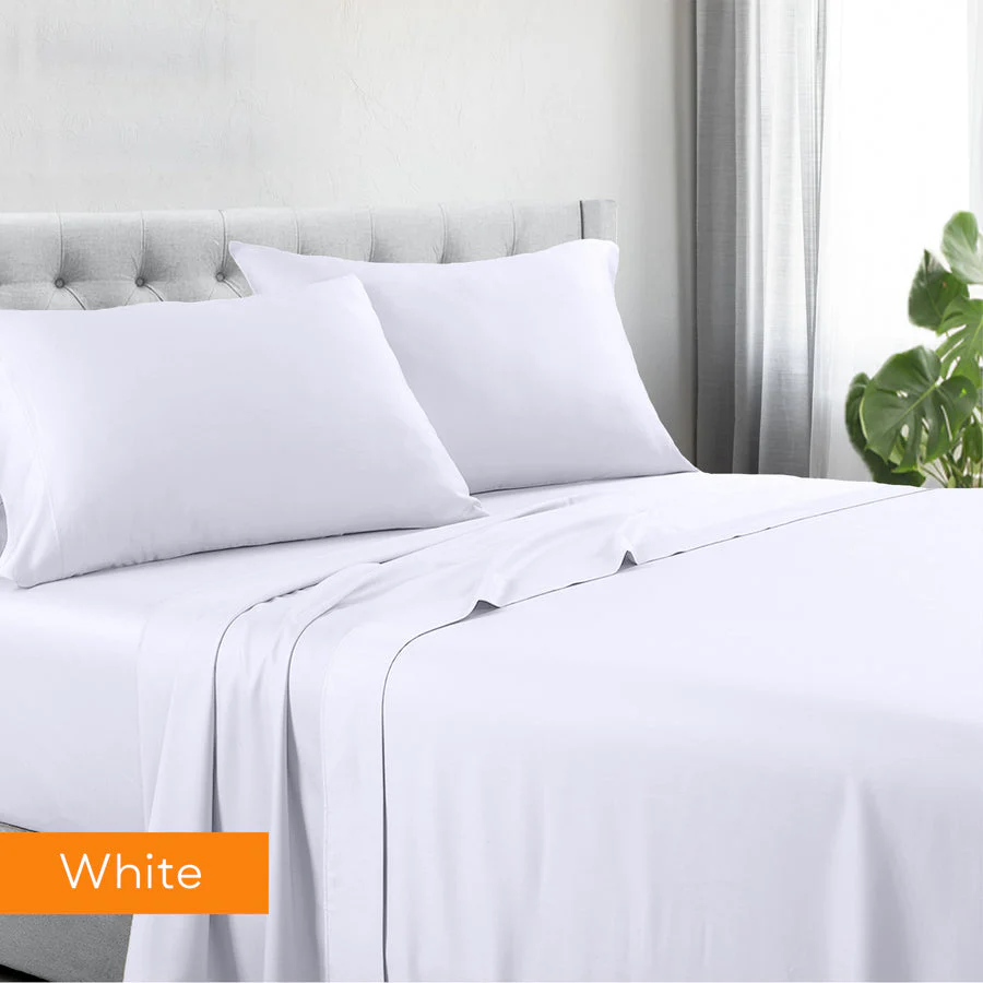 Queen 1200TC Hotel Quality Cotton Rich Sheet Set White - Nurns