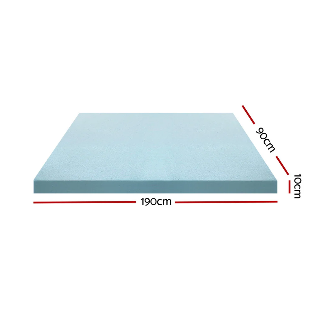 Single Giselle Bedding Memory Foam Mattress Topper Cool Gel Bed Mat Bamboo 10cm - Nurns