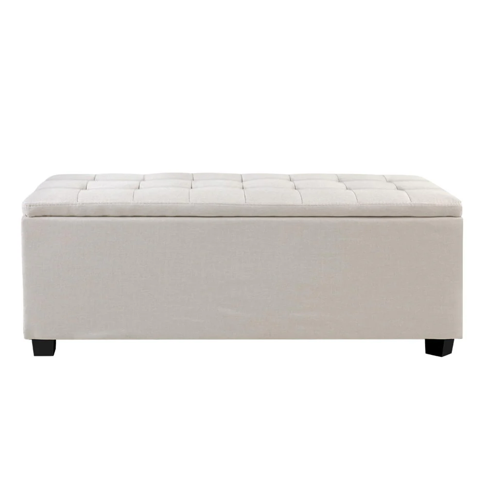 Large Fabric Storage Ottoman - Beige - Nurns