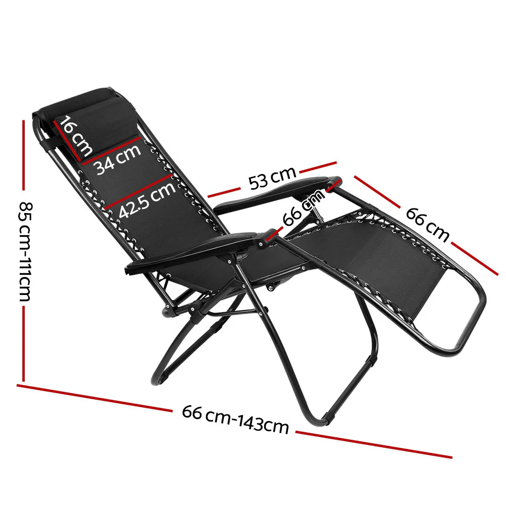 Loughton Zero Gravity Folding Recliner Outdoor Chair - Black - Nurns