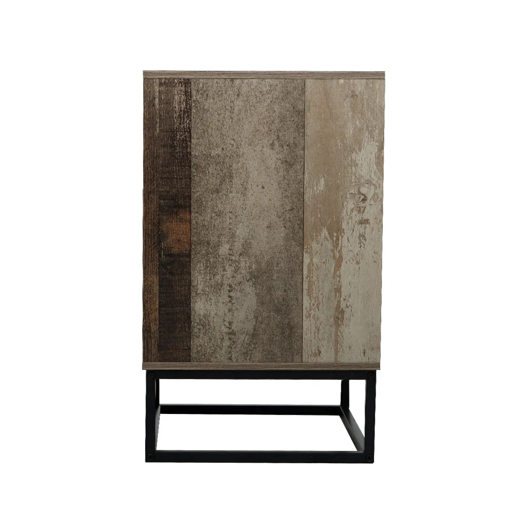 Souris Wooden Metal Legs Bedside Tables Side Table Nightstand Storage Cabinet Unit with 2 Drawers - Wood - Nurns