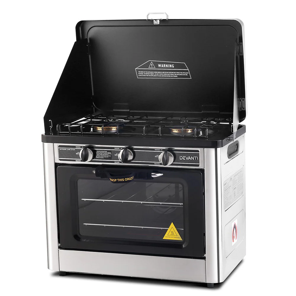 Devanti Portable Gas Oven LPG Silver - Nurns