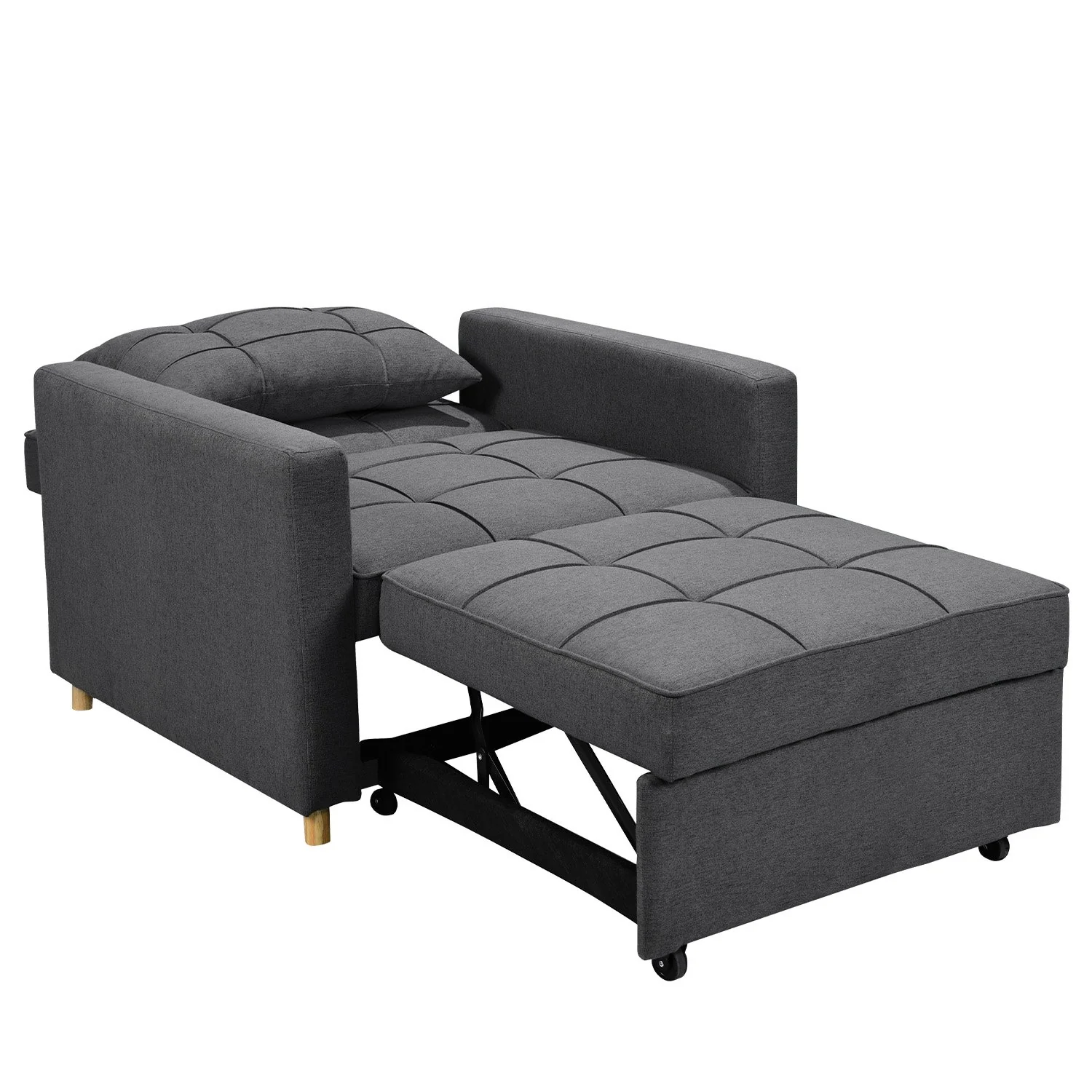 Mindy 3-in-1 Convertible Lounge Chair Bed - Dark Grey - Nurns