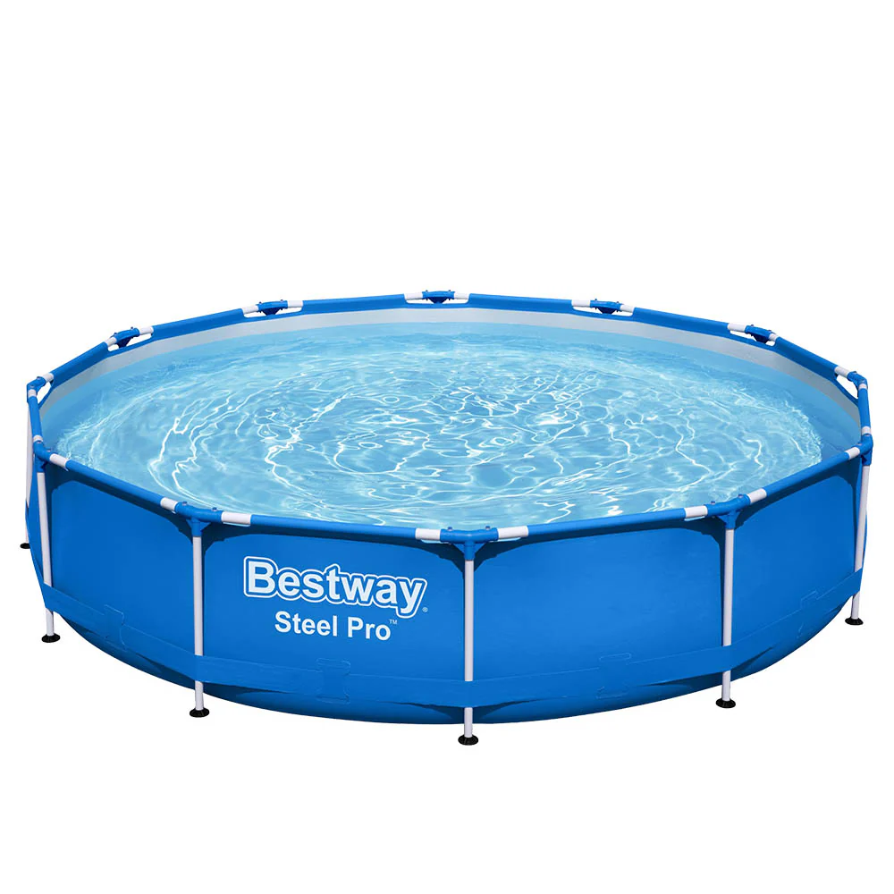 Bestway Swimming Pool 366x76cm Steel Frame Round Above Ground Pools 6473L with Filter Pump - Nurns