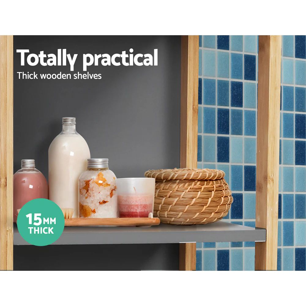 Bathroom Cabinet Tallboy Furniture Toilet Storage Laundry Cupboard 115cm - Nurns