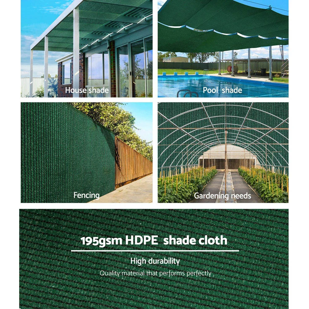 Instahut 90% Shade Cloth 3.66x20m Shade cloth Sail Heavy Duty Green - Nurns