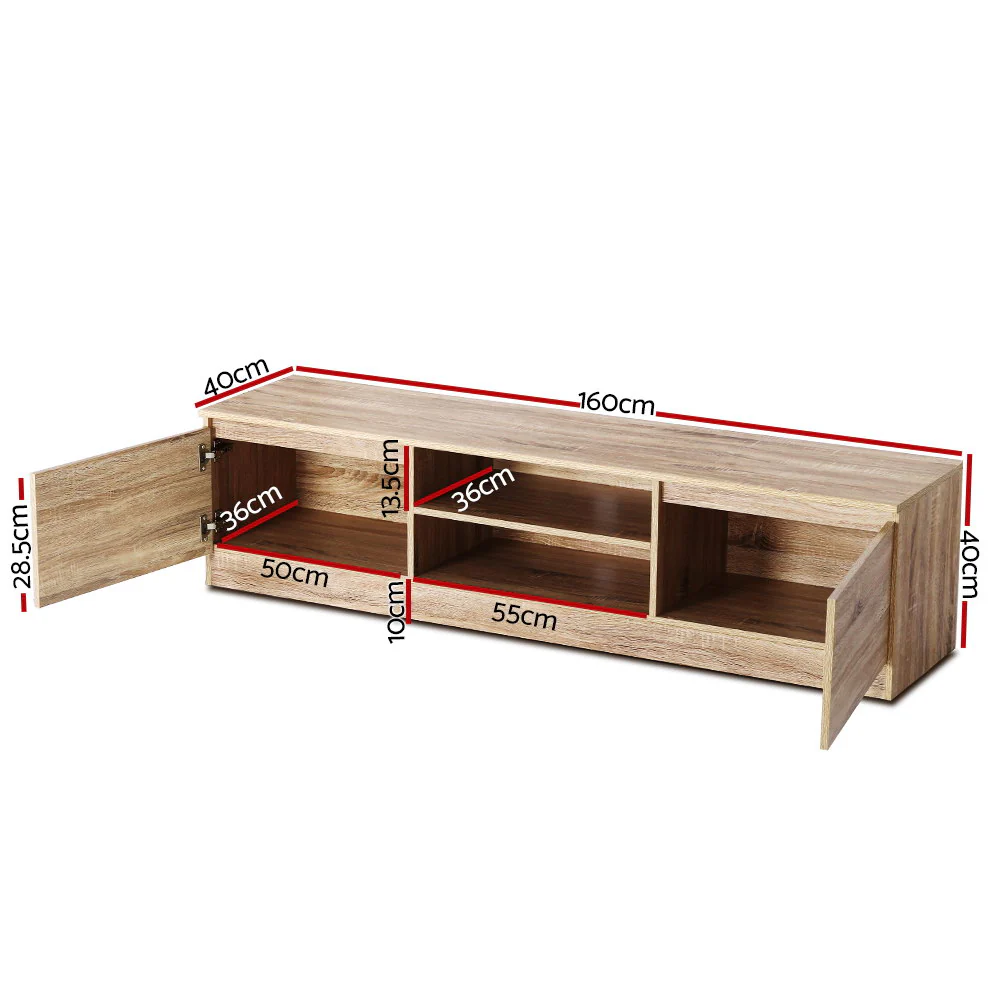 Halle 160cm TV Stand Entertainment Unit Lowline Storage Cabinet Wooden - Wooden - Nurns