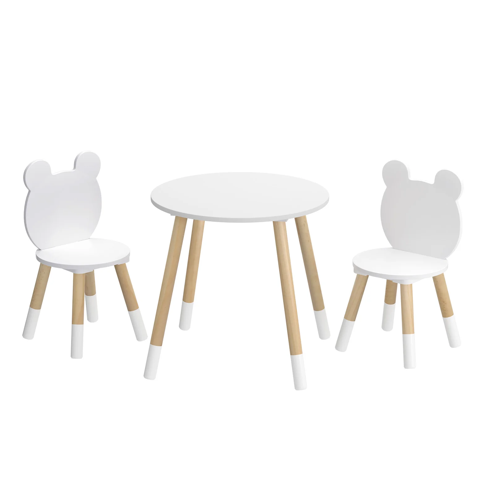 Paulie 3-Piece Kids Table & Chairs Set Activity Playing Study Children Desk - White - Nurns