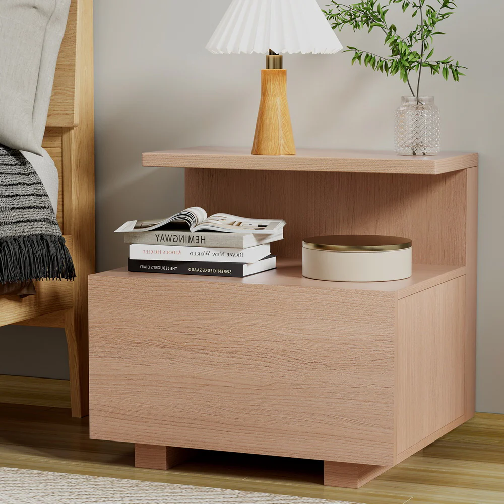 Manitoba Wooden Bedside Tables with 1 Drawer - Pine - Nurns