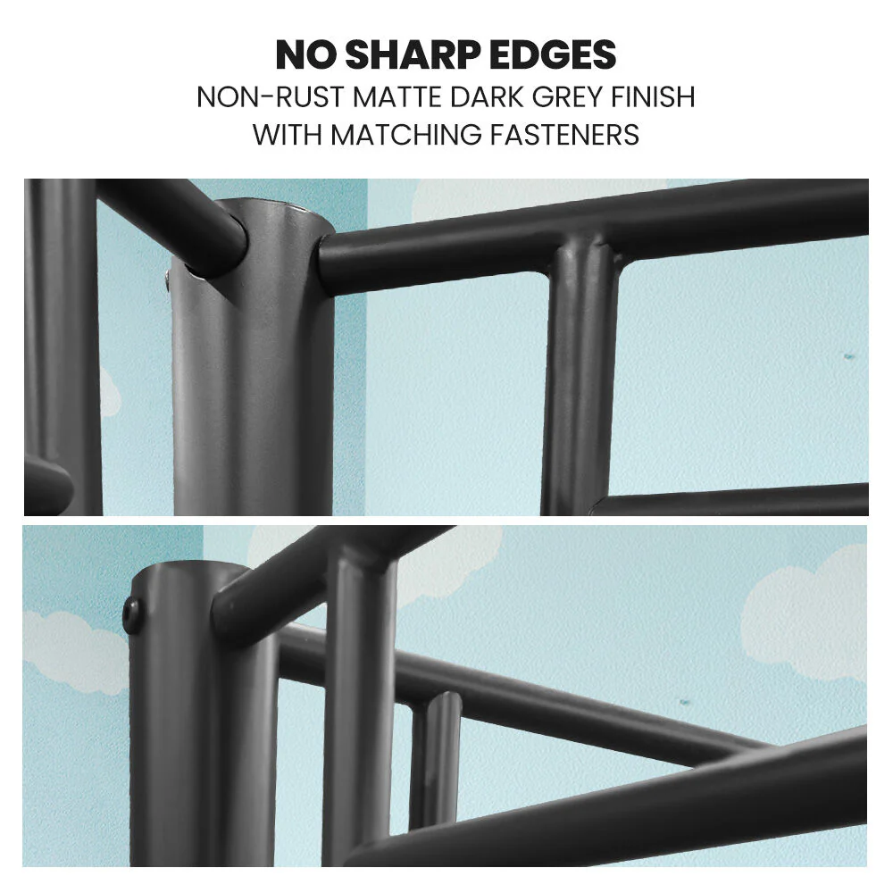 Maia 2in1 Metal Bunk Bed Frame with Modular Design - Matte Dark Grey King Single - Nurns