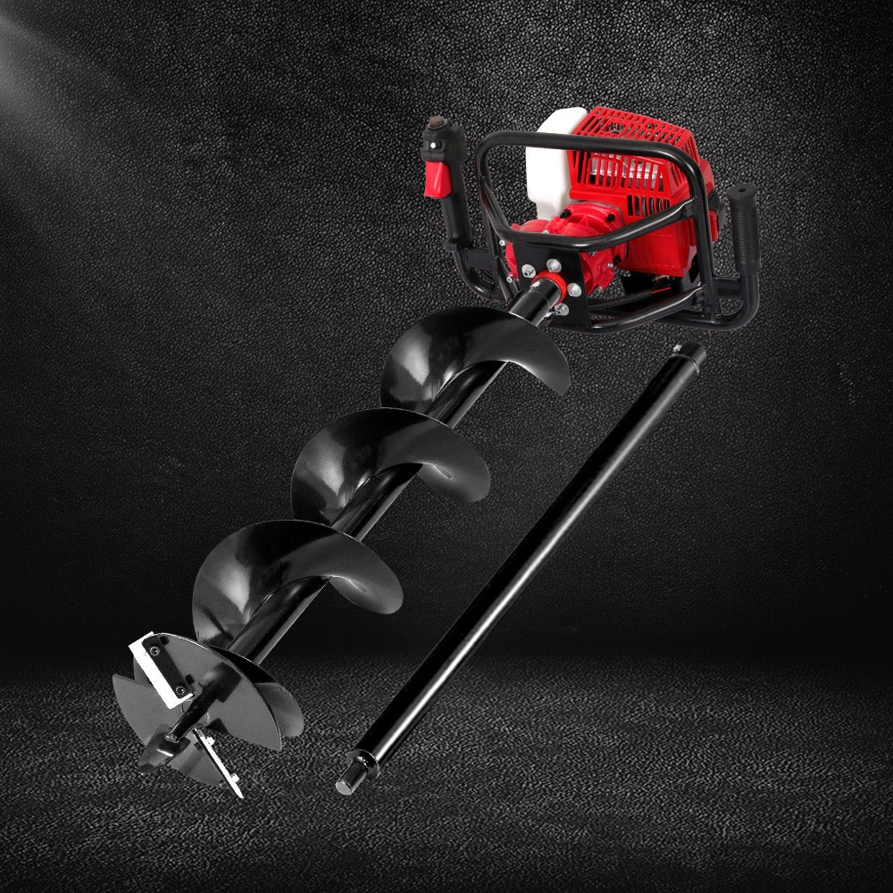 92cc Post Hole Digger 200mm Petrol Drill Extension Auger Bits - Nurns