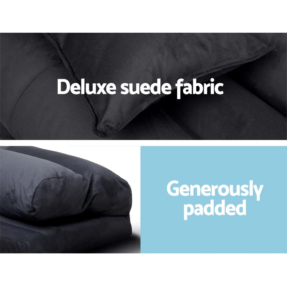 Mallery 2-Seater Chaise Adjustable Floor Sofa Bed Lounge - Charcoal - Nurns